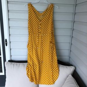 Midi mustard yellow polka dot dress